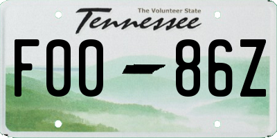 TN license plate F0086Z
