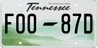 TN license plate F0087D
