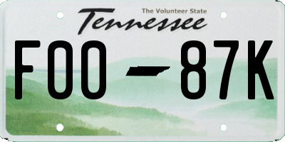 TN license plate F0087K