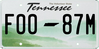 TN license plate F0087M
