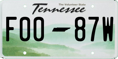 TN license plate F0087W
