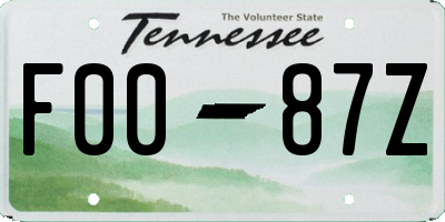 TN license plate F0087Z