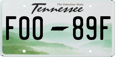 TN license plate F0089F