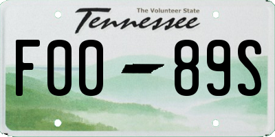 TN license plate F0089S