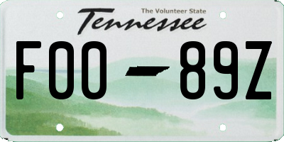 TN license plate F0089Z