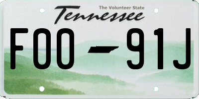 TN license plate F0091J