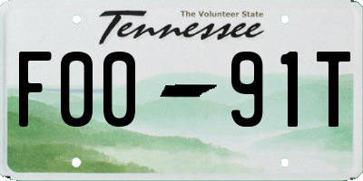 TN license plate F0091T