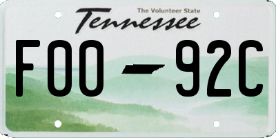 TN license plate F0092C