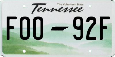 TN license plate F0092F