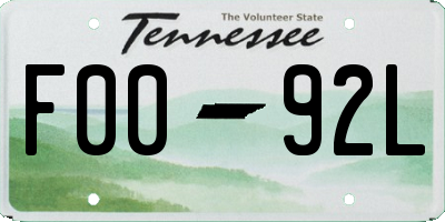 TN license plate F0092L
