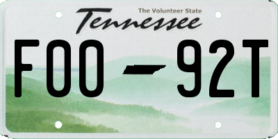 TN license plate F0092T