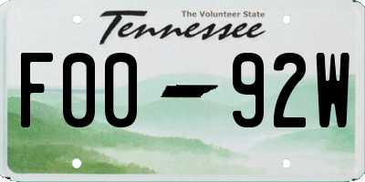 TN license plate F0092W
