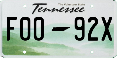 TN license plate F0092X