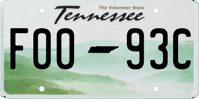 TN license plate F0093C