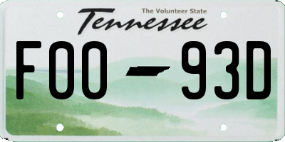 TN license plate F0093D