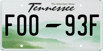 TN license plate F0093F
