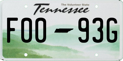 TN license plate F0093G