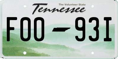TN license plate F0093I