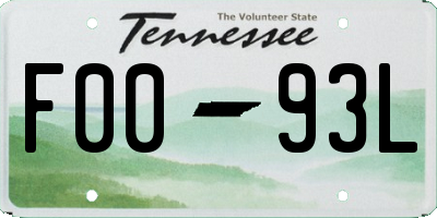 TN license plate F0093L