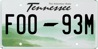 TN license plate F0093M