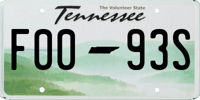TN license plate F0093S