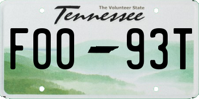 TN license plate F0093T