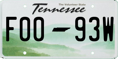 TN license plate F0093W