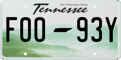 TN license plate F0093Y