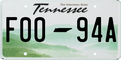 TN license plate F0094A