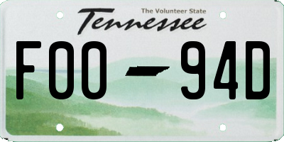 TN license plate F0094D