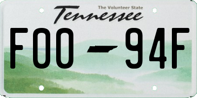 TN license plate F0094F