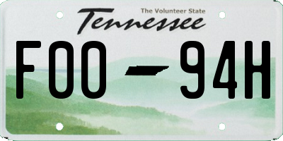 TN license plate F0094H