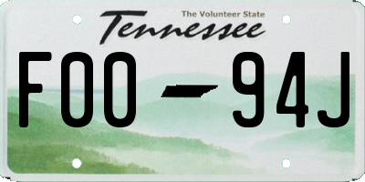 TN license plate F0094J