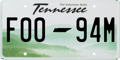 TN license plate F0094M