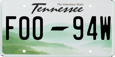 TN license plate F0094W