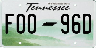 TN license plate F0096D