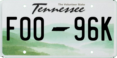 TN license plate F0096K