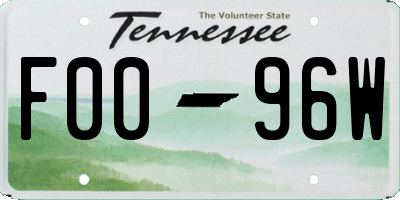 TN license plate F0096W
