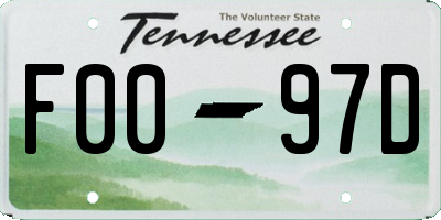 TN license plate F0097D