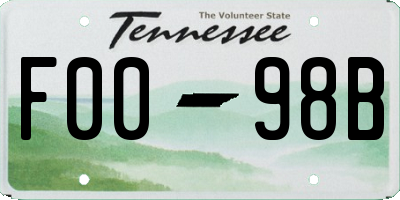 TN license plate F0098B