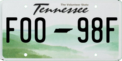 TN license plate F0098F