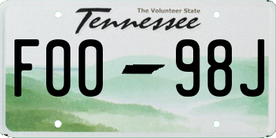 TN license plate F0098J