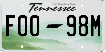 TN license plate F0098M
