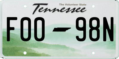 TN license plate F0098N