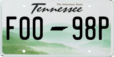TN license plate F0098P