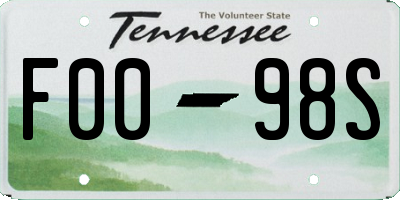 TN license plate F0098S