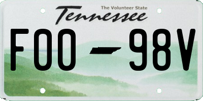 TN license plate F0098V