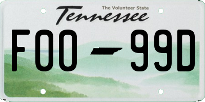 TN license plate F0099D