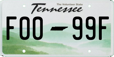 TN license plate F0099F