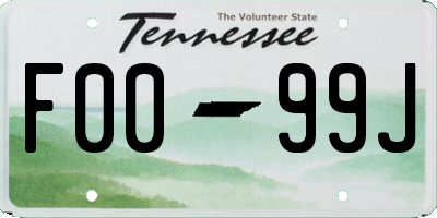 TN license plate F0099J